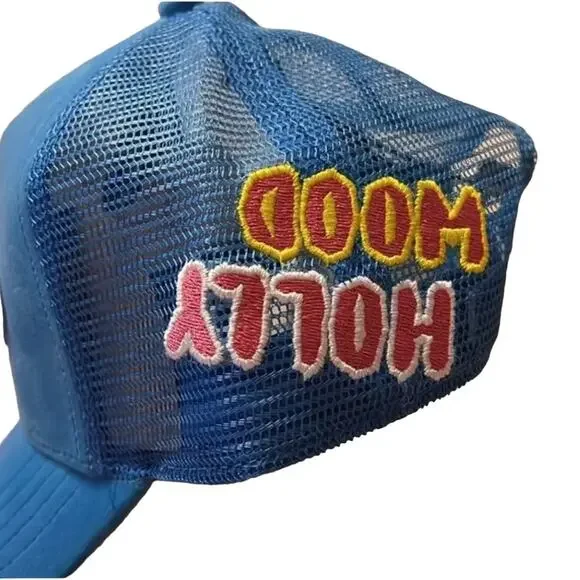 Von Dutch Blue Velvet Pink Yellow Logo Trucker Hat NWT - Picture 4 of 6